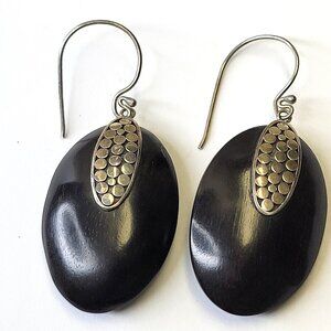 Teardrop Black Wood Inspired Earrings
